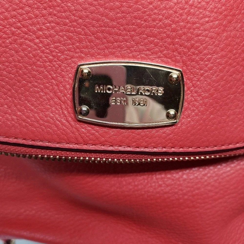Michael Kors Coral Pink Pebbled Leather Shoulder Bag with Tassel